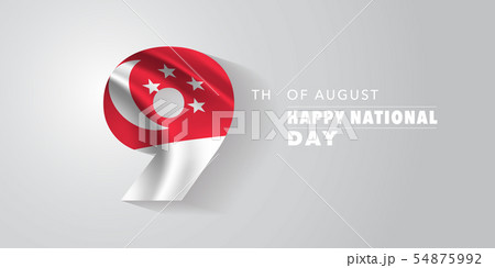 Singapore happy national day greeting card, banner, vector illustration 54875992