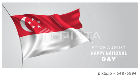 Singapore happy national day greeting card, banner, horizontal vector illustration 54875994