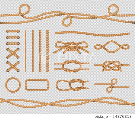 Ship rope elements. Realistic marine loops and knots. Nautical ropes. Vector isolated set on Ship rope elements. Realistic marine loops and knots. Nautical ropes. Vector isolated set on 54876818
