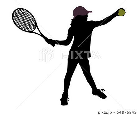 girl playing tennis, silhouette vector 54876845