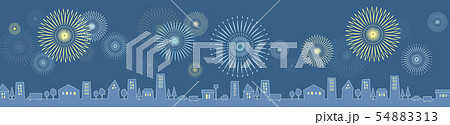 花火と街並み 54883313