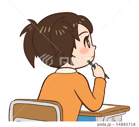 教室 机 椅子 前を見る子供 教室 机 椅子 前を見る子供 54883718