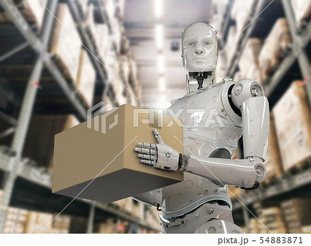 robot carry cardboard box 54883871