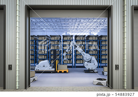 automatic forklift and robot arm 54883927