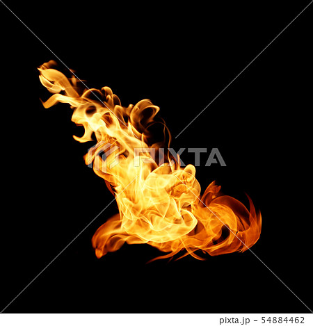 Fire flames collection isolated on black 54884462
