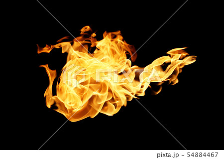 Fire flames collection isolated on black 54884467