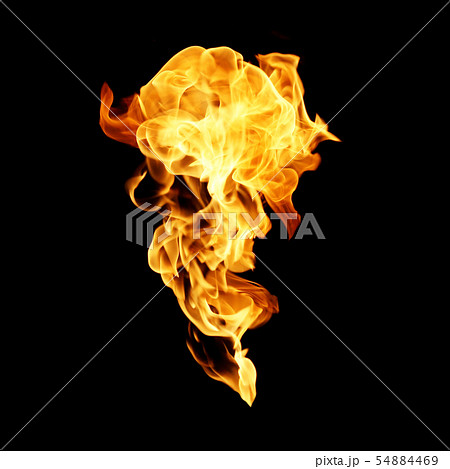 Fire flames collection isolated on black 54884469