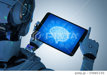 robot with tablet robot with tablet 54885230