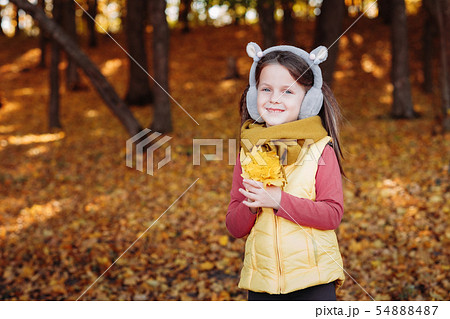 autumn season girl yellow maple leaves foliage autumn season girl yellow maple leaves foliage 54888487
