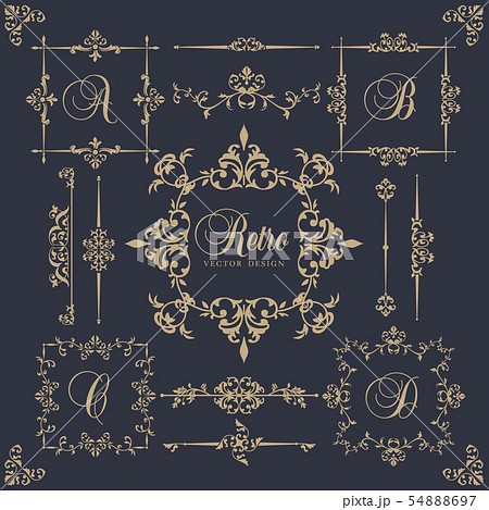 Retro frame in style of the Baroque with leaves 54888697