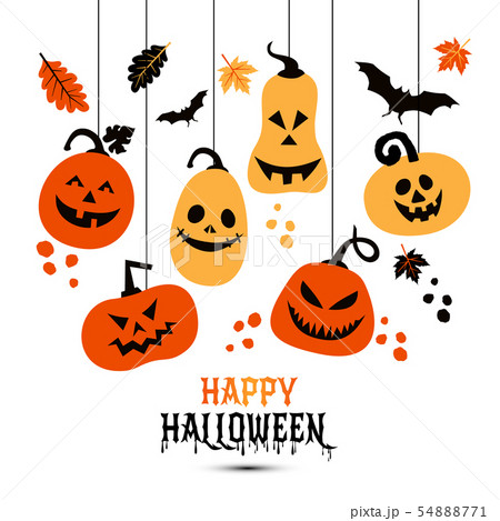 Halloween background of cheerful colors pumpkins. 54888771