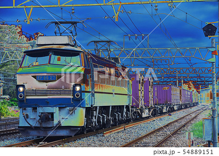 コンテナ貨物列車ef66型イメージのイラスト素材