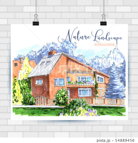 Nature sketch. Hand drawn illustration. Vector 54889456