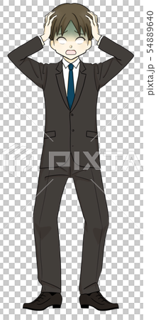 スーツ-頭を抱えて青ざめる男性-ショック スーツ-頭を抱えて青ざめる男性-ショック 54889640