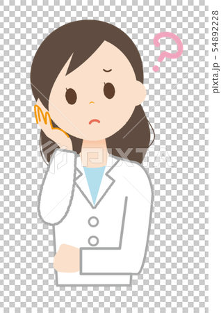 悩む白衣の女性のイラスト素材