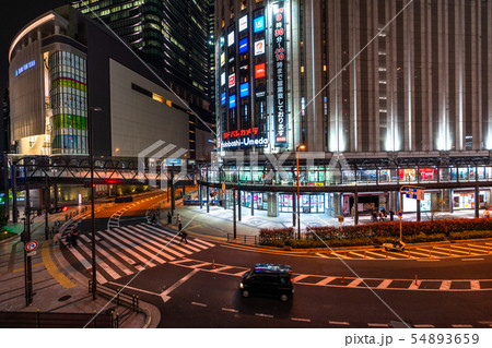 大阪府 大阪中心街 夜の梅田の写真素材