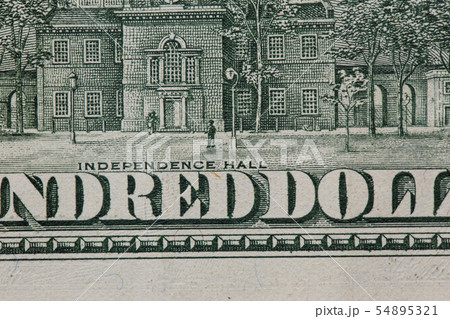 Texture of dollar bills. One hundred dollars. Close-up, macro. 54895321