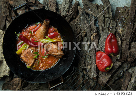 dish on a tree bark 54895822