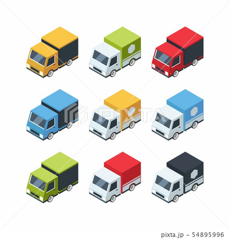 Set of isometric cartoon-style cargo cars 54895996