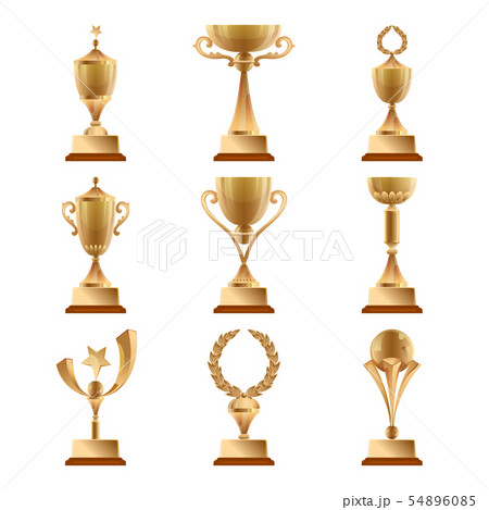 Golden Trophy Collections Sports Award Vector のイラスト素材