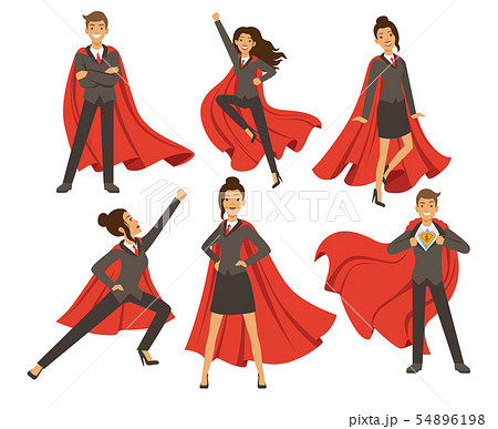 Businesswoman in action poses. Female superhero flying. Vector illustrations in cartoon style Businesswoman in action poses. Female superhero flying. Vector illustrations in cartoon style 54896198