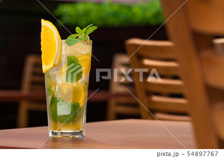 cold drink with citrus on the table cold drink with citrus on the table 54897767