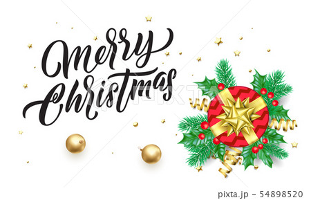 Merry Christmas golden calligraphy lettering and 54898520