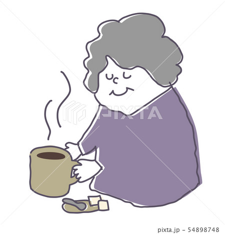 コーヒーを持つ女性　線有 54898748