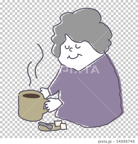 コーヒーを持つ女性　線有 54898748