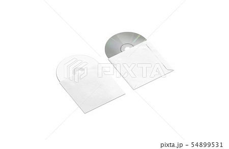 Blank white compact disks in paper packs mock up 54899531