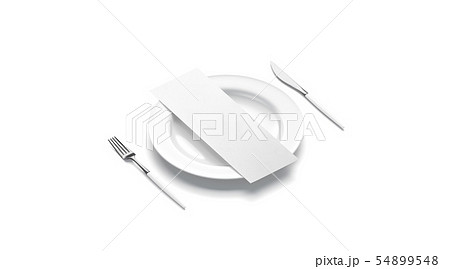 Blank white flyer menu mock up on plate with Blank white flyer menu mock up on plate with 54899548