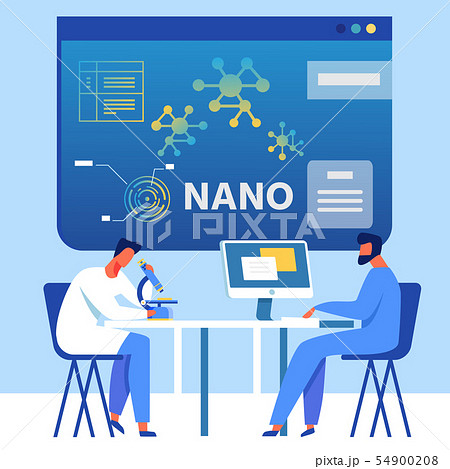 Cartoon Flat Male Team Works in Research Center 54900208