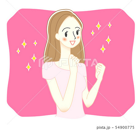 ガッツポーズ 女性 イラスト 喜ぶのイラスト素材