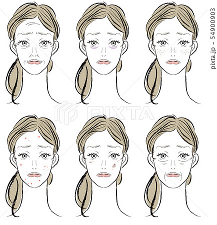 肌トラブルに悩む女性のイラスト素材