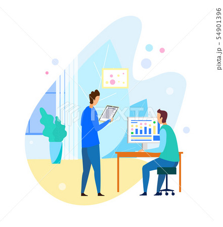 Two Men Talking about Projects Results in Office 54901396