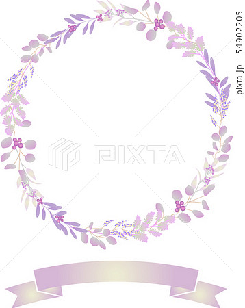 ボタニカル リース フレーム イラスト 植物 Botanical 秋 紫 パープルのイラスト素材