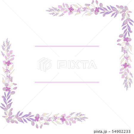 ボタニカル 秋 フレーム イラスト 植物 Botanical 紫 パープルのイラスト素材