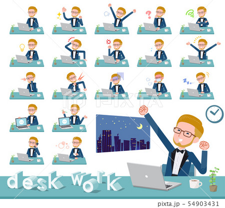 flat type blue tuxedo men_desk work 54903431