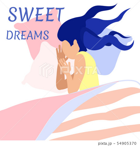Sweet Dreams Lettering Banner with Sleepy Woman 54905370