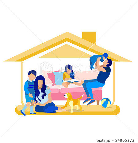 Multi-Child Family and Puppy Spends Time at Home Multi-Child Family and Puppy Spends Time at Home 54905372