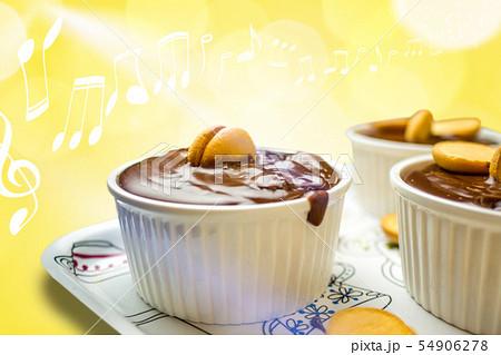 white ceramic bowl with chocolate pudding white ceramic bowl with chocolate pudding 54906278