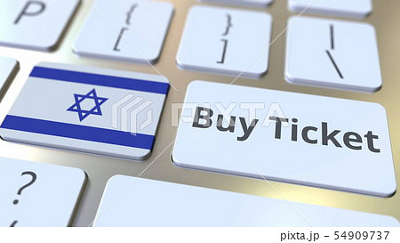BUY TICKET text and flag of Israel on the buttons on the computer keyboard. Travel related BUY TICKET text and flag of Israel on the buttons on the computer keyboard. Travel related 54909737