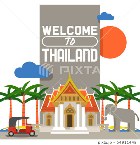 Welcome to Thailand banner. Traditions, culture of country. Ancient memorials, buildings, nature and 54911448