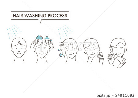 髪を洗う男性：手順 54911692