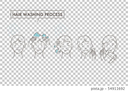 髪を洗う男性：手順 54911692