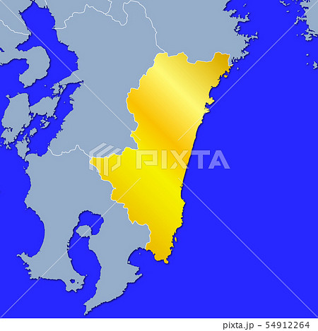 宮崎県地図のイラスト素材