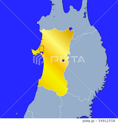 秋田県地図のイラスト素材