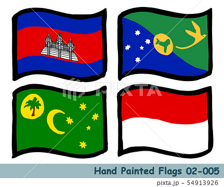 手描きの旗アイコン,カンボジアの国旗,クリスマス島の旗,ココス諸島の旗,インドネシアの国旗
