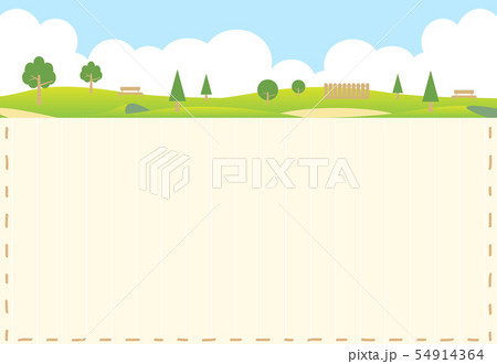 公園 風景 ステッチフレームのイラスト素材