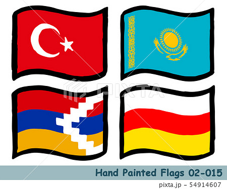 手描きの旗アイコン,トルコの国旗,カザフスタンの国旗,アルツァフ共和国の国旗,南オセチアの国旗
